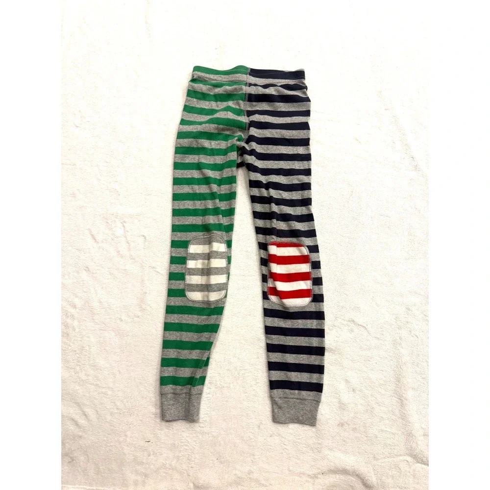 Hanna Andersson Kids Size 8 130cm Striped Organic Cotton Pajama Pants Green Navy